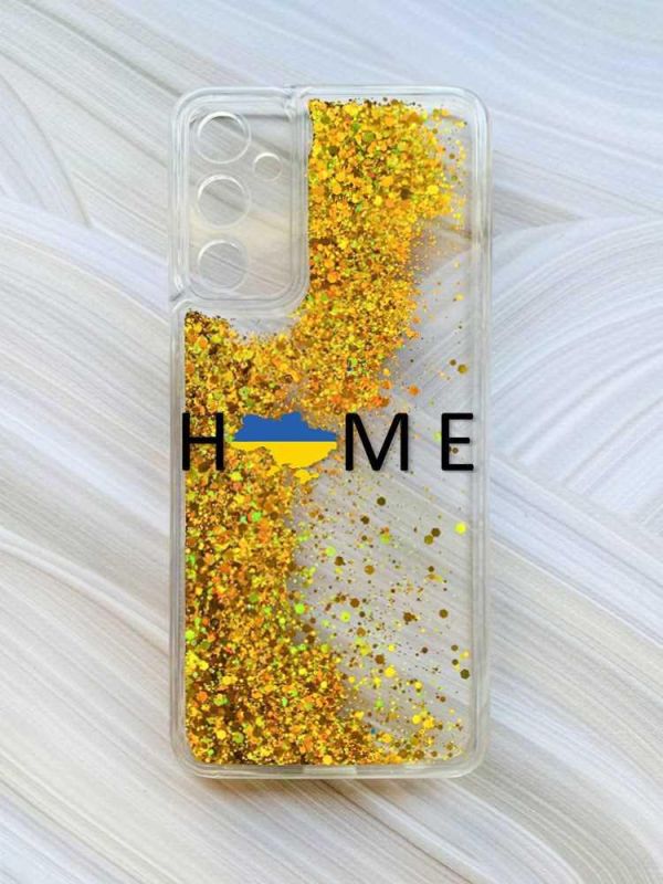 Чохол з плаваючими блискітками на Samsung Galaxy A05s (A057) Золотий :: Дім Україна (принт 72)