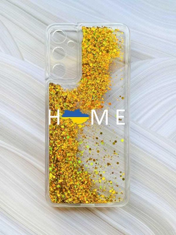 Чохол з плаваючими блискітками на Samsung Galaxy A05s (A057) Золотий :: Дім Україна (принт 73)