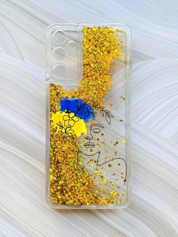 Чохол з плаваючими блискітками на Samsung Galaxy A05s (A057) Золотий :: Українка Арт (принт 3)