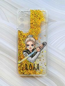 Чохол з плаваючими блискітками на Samsung Galaxy A05s (A057) Золотий :: Українська захисниця (патріотичний принт 170)