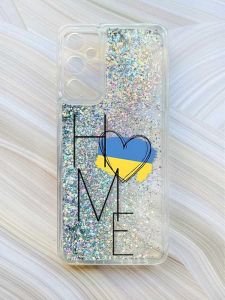 Чохол з плаваючими блискітками на Samsung Galaxy A05s (A057) Сріблястий :: Дім Україна (принт 353)