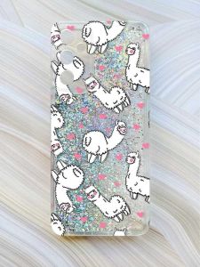 Чохол з плаваючими блискітками на Samsung Galaxy A05s (A057) Сріблястий :: Лами (принт 95)