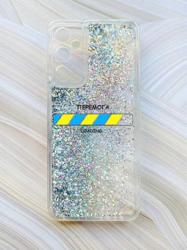 Чохол з плаваючими блискітками на Samsung Galaxy A05s (A057) Сріблястий :: Перемога Завантаження (принт 88)