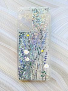 Чохол з плаваючими блискітками на Samsung Galaxy A05s (A057) Сріблястий :: Польові квіти (принт 270)