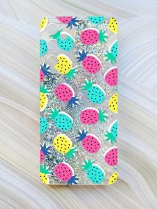 Чохол з плаваючими блискітками на Samsung Galaxy A05s (A057) Сріблястий :: Різнокольорові ананаси (принт 346)