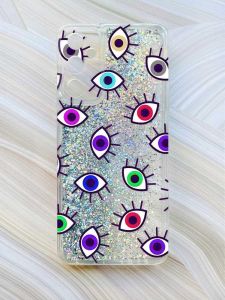 Чохол з плаваючими блискітками на Samsung Galaxy A05s (A057) Сріблястий :: Різнокольорові очі (принт 336)