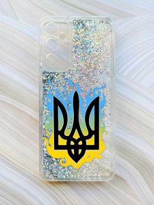 Чохол з плаваючими блискітками на Samsung Galaxy A05s (A057) Сріблястий :: Тризуб Полум'я (принт 257)