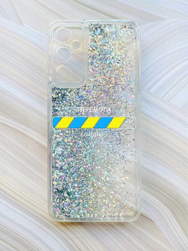 Чохол з плаваючими блискітками на Samsung Galaxy A05s (A057) Сріблястий :: Перемога Завантаження (принт 880)