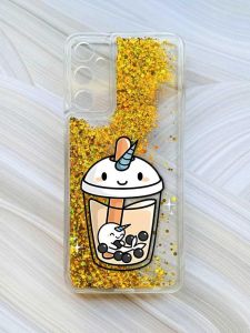 Чохол з плаваючими блискітками на Samsung Galaxy A14 5G Золотий :: Коктейль Єдиноріг (принт 96)