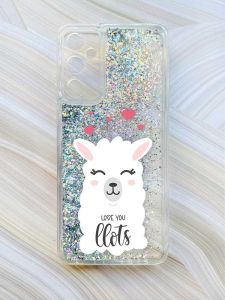 Чохол з плаваючими блискітками на Samsung Galaxy A14 5G Срібний :: Лама (принт 94)
