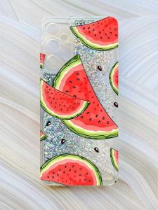 Чохол з плаваючими блискітками на Samsung Galaxy A14 5G Срібний :: Скибки кавуна (принт 342)