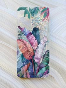 Чохол з плаваючими блискітками на Samsung Galaxy A14 5G Срібний :: Тропіки (принт 372)