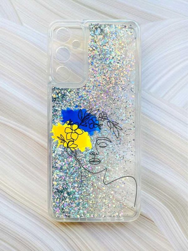 Чохол з плаваючими блискітками на Samsung Galaxy A14 5G Срібний :: Українка Арт (принт 3)