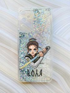 Чохол з плаваючими блискітками на Samsung Galaxy A14 5G Срібний :: Українська захисниця (принт 169)