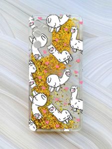 Чохол з плаваючими блискітками на Samsung Galaxy A34 5G (A346) Золотий :: Лами (принт 95)