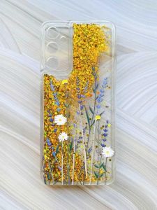 Чохол з плаваючими блискітками на Samsung Galaxy A34 5G (A346) Золотий :: Польові квіти (принт 270)