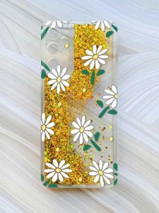 Чохол з плаваючими блискітками на Samsung Galaxy A15 (A155) Золотий :: Ромашки (принт 368)