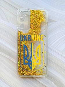 Чохол з плаваючими блискітками на Samsung Galaxy A34 5G (A346) Золотий :: Тризуб (патріотичний принт 254)