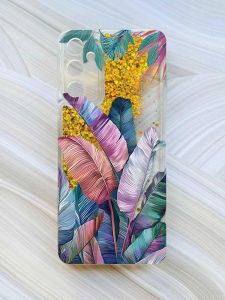 Чохол з плаваючими блискітками на Samsung Galaxy A34 5G (A346) Золотий :: Тропіки (принт 372)
