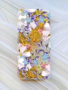 Чохол з плаваючими блискітками на Samsung Galaxy A34 5G (A346) Золотий :: Квітковий малюнок (принт 272)