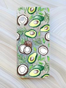 Чохол з плаваючими блискітками на Samsung Galaxy A34 5G (A346) Сріблястий :: Авокадо і кокос (принт 303)