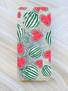 Чохол з плаваючими блискітками на Samsung Galaxy A34 5G (A346) Сріблястий :: Кавуни сердечка (принт 343)