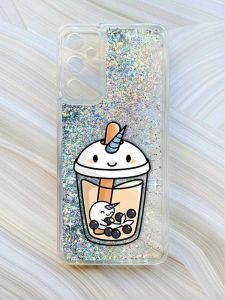 Чохол з плаваючими блискітками на Samsung Galaxy A15 (A155) Срібний :: Коктейль Єдиноріг (принт 96)