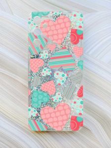 Чохол з плаваючими блискітками на Samsung Galaxy A34 5G (A346) Сріблястий :: Різнокольорові сердечка (принт 334)