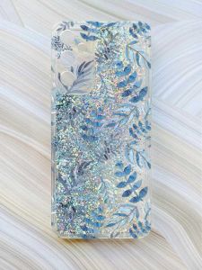 Чохол з плаваючими блискітками на Samsung Galaxy A34 5G (A346) Сріблястий :: Рослинний фон (принт 276)