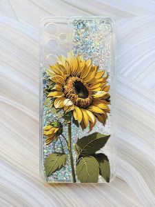 Чохол з плаваючими блискітками на Samsung Galaxy A15 (A155) Срібний :: Соняшник (принт 274)