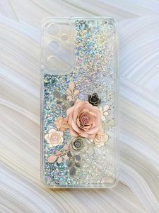Чохол з плаваючими блискітками на Samsung Galaxy A34 5G (A346) Сріблястий :: Троянди (принт 275)