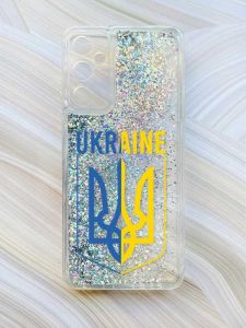 Чохол з плаваючими блискітками на Samsung Galaxy A34 5G (A346) Сріблястий :: Тризуб (принт 254)