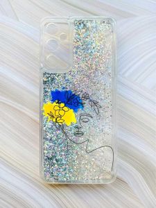 Чохол з плаваючими блискітками на Samsung Galaxy A15 (A155) Срібний :: Українка Арт (принт 3)