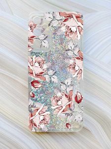 Чохол з плаваючими блискітками на Samsung Galaxy A15 (A155) Срібний :: Фон Троянди (принт 273)