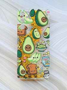 Чохол з плаваючими блискітками на Samsung Galaxy A35 (A356) Золотий :: Милі авокадо каваї (принт 305)