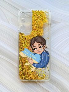 Чохол з плаваючими блискітками на Samsung Galaxy A35 (A356) Золотий :: Моя Україна (принт 2)