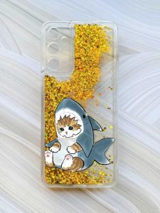 Чохол з плаваючими блискітками на Samsung Galaxy A24 (A245) Золотий :: Кошеня (принт 120)