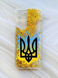 Чохол з плаваючими блискітками на Samsung Galaxy A35 (A356) Золотий :: Тризуб Полум'я (принт 257)