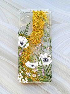 Чохол з плаваючими блискітками на Samsung Galaxy A24 (A245) Золотий :: Квіти польові (принт 363)