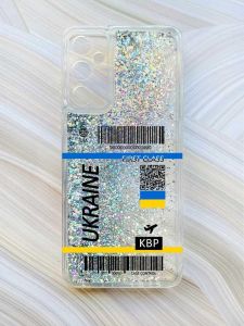 Чохол з плаваючими блискітками на Samsung Galaxy A35 (A356) Сріблястий :: Авіаквиток Україна (принт 262)