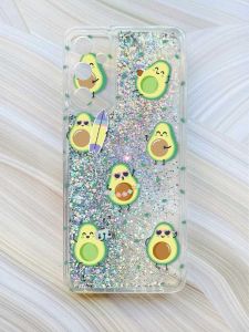 Чохол з плаваючими блискітками на Samsung Galaxy A35 (A356) Сріблястий :: Авокадо на відпочинку (принт 302)