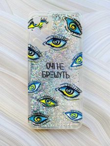 Чохол з плаваючими блискітками на Samsung Galaxy A35 (A356) Сріблястий :: Очі (принт 358)