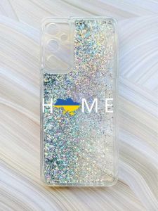 Чохол з плаваючими блискітками на Samsung Galaxy A35 (A356) Сріблястий :: Дім Україна (принт 73)