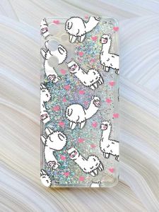 Чохол з плаваючими блискітками на Samsung Galaxy A35 (A356) Сріблястий :: Лами (принт 95)