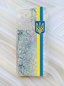 Чохол з плаваючими блискітками на Samsung Galaxy A35 (A356) Сріблястий :: Стрічка Україна (принт 253)