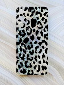 Чохол з плаваючими блискітками на Samsung Galaxy A35 (A356) Сріблястий :: Леопардовий принт (принт 374)