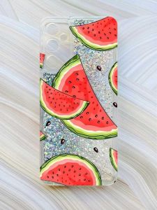 Чохол з плаваючими блискітками на Samsung Galaxy A35 (A356) Сріблястий :: Скибки кавуна (принт 342)