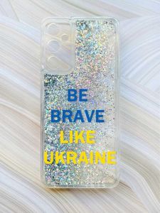 Чохол з плаваючими блискітками на Samsung Galaxy A24 (A245) Сріблястий :: Сміливість (принт 5)