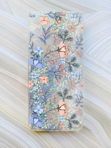 Чохол з плаваючими блискітками на Samsung Galaxy A24 (A245) Сріблястий :: Квітковий фон (принт 371)