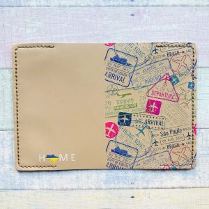 Шкіряна обкладинка на паспорт книжку :: Бежева (принт 316)